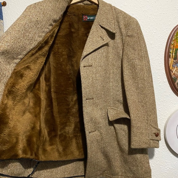 McGregor Other - McGregor Vintage Herringbone Wool Blend Fur Lined Winter‎ Overcoat Mens 40 Med